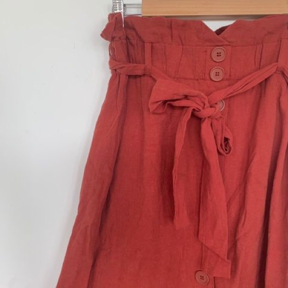 Zara rust terracotta linen midi skirt - Picture 7 of 10